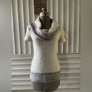 Cozy Cream and Brown Women's Cowl Neck Sweater